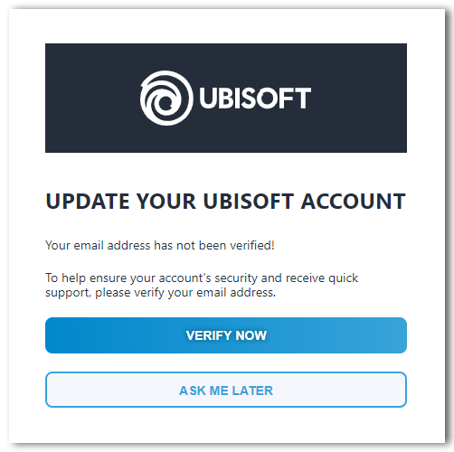 Verifying your | Ubisoft