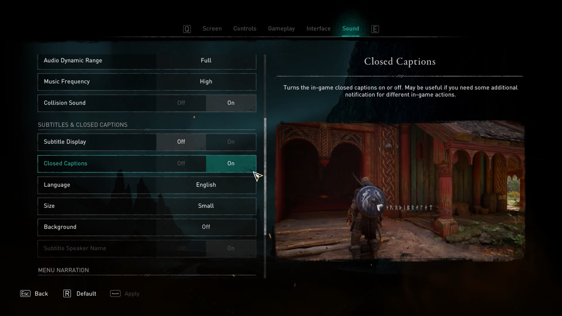 Changing the language of subtitles in Assassin's Creed Valhalla