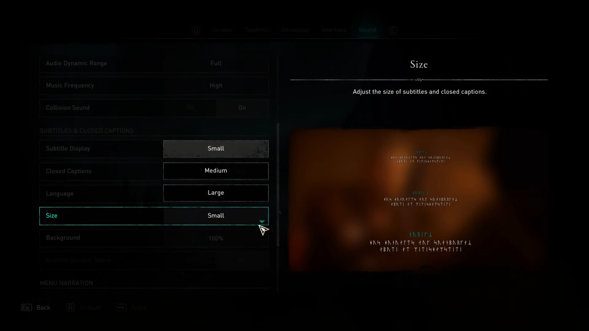 Changing the language of subtitles in Assassin's Creed Valhalla